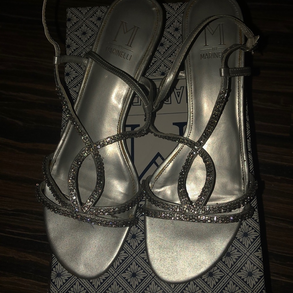 Silver Heeled Strap Sandals